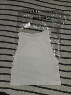 Zenana Outfitters White High-Neck Crop Tank